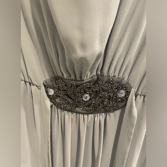 Grey formal wedding maxi dress chiffon - Picture 2 of 5